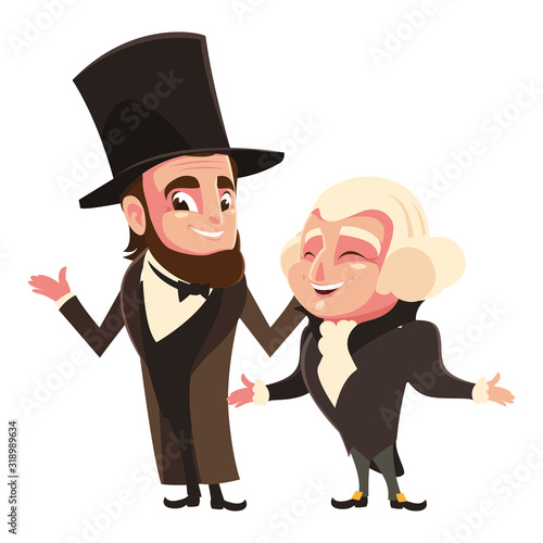 cartoon of presidents george washington and abraham lincoln, president day