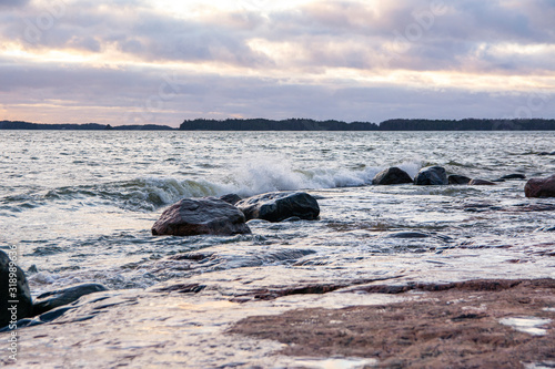 Coastal view and Gulf of Finland in winter, Kopparnäs (Kopparnas), Inkoo, Finland