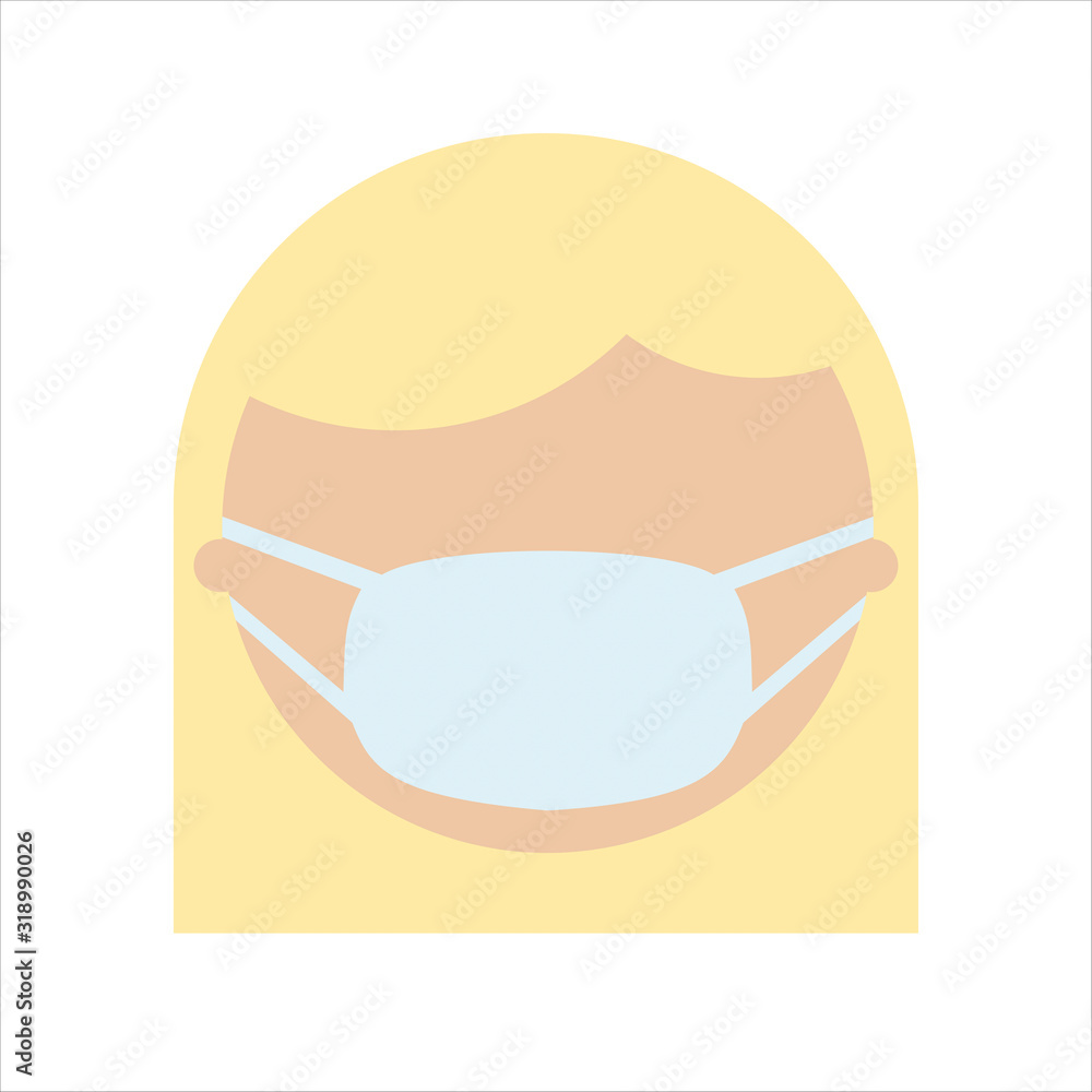European blonde woman in mask, flat character. Female Face in breathing mask. Warning quarantine. Coronavirus epidemic.Air pollution. Bacterias and virus. Hand drawn vector illustration. European blonde woman in mask, flat character. Female Face in breathing mask. Warning quarantine. Coronavirus epidemic.Air pollution. Bacterias and virus. Hand drawn vector illustration.