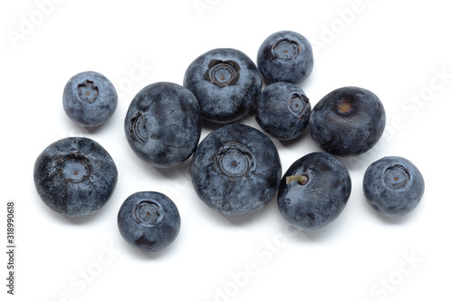 Fresh blueberries isolated on white background. Cyanococcus