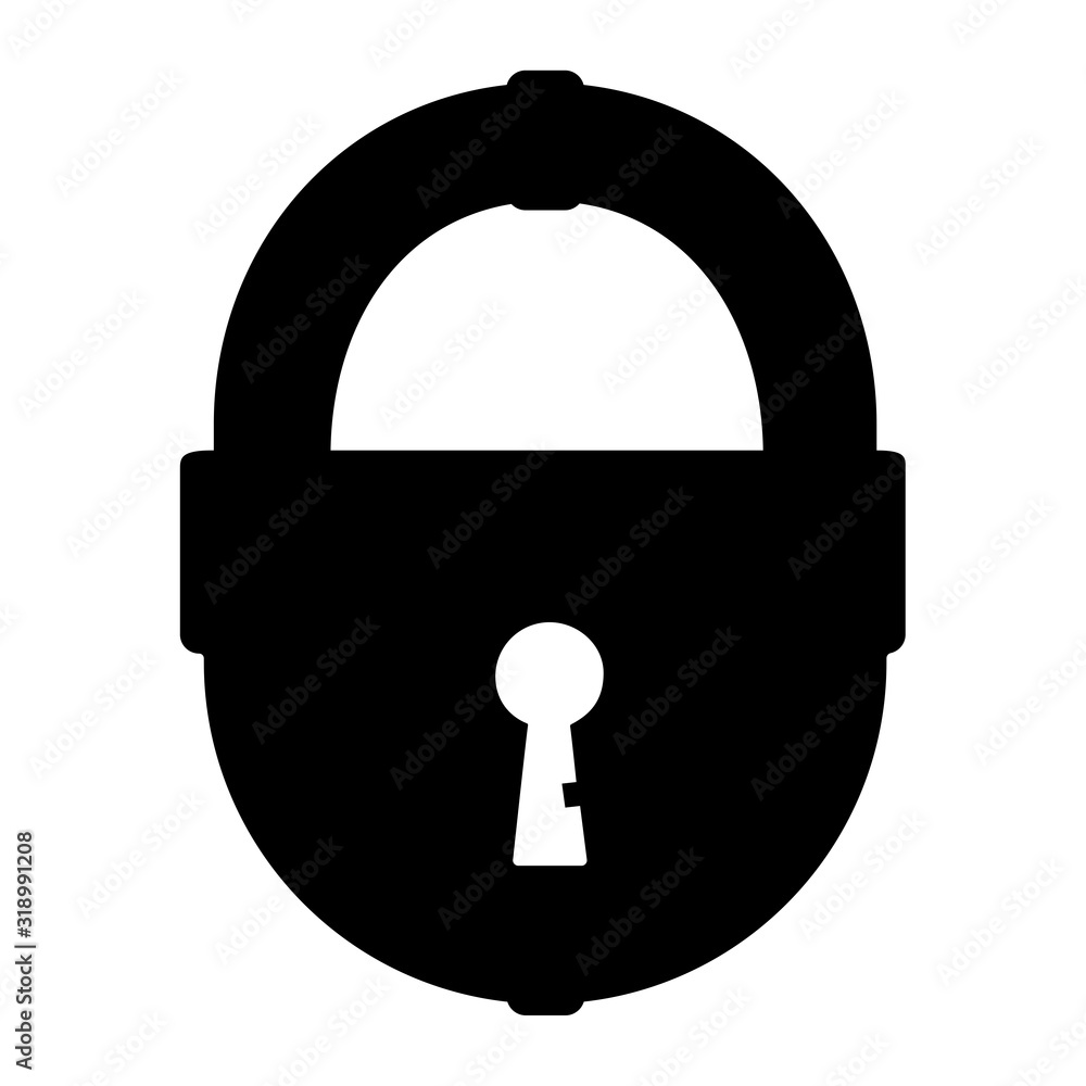 Padlock for the gate. Silhouette. Logo. Vector illustration Padlock for the gate. Silhouette. Logo. Vector illustration