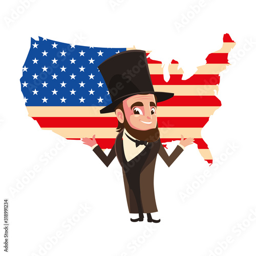 president abraham lincoln with map united states