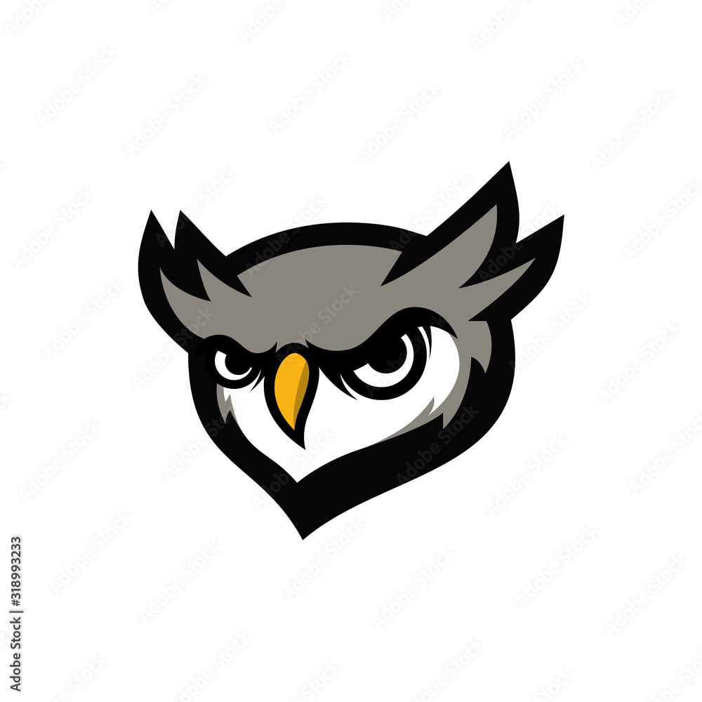 owl head mascot logo with sharp eyes vector illustration