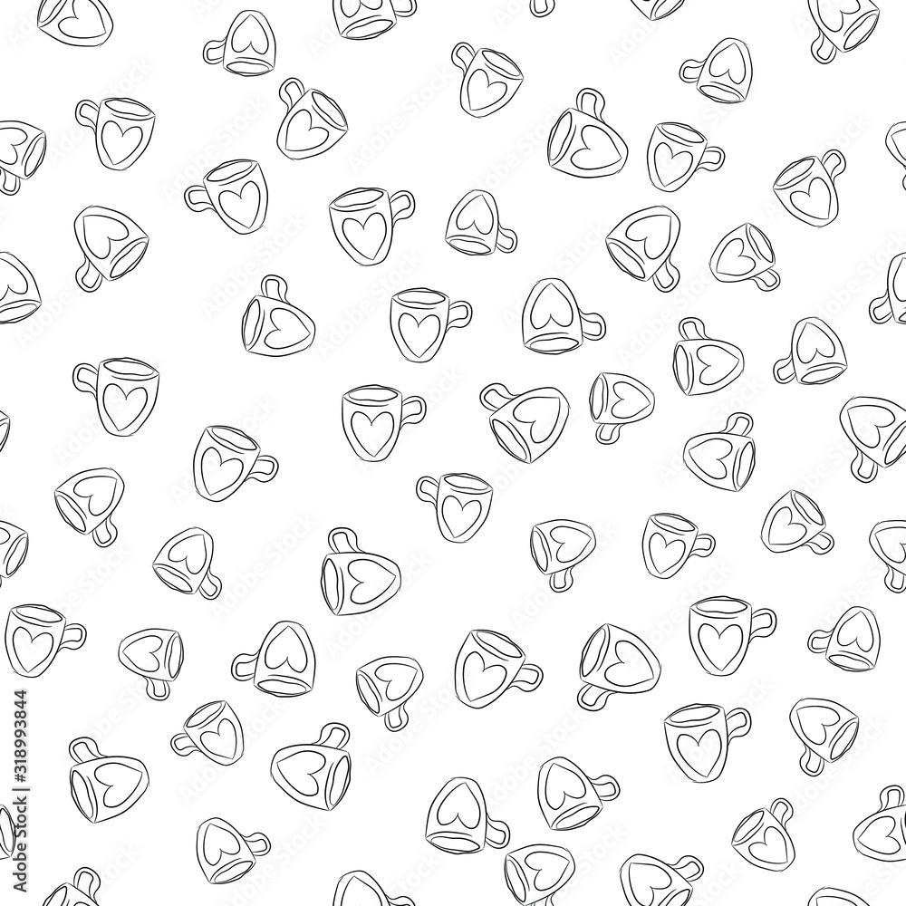 Coffee seamless vector pattern for Cup mug, restaurant or cafe menu design. 