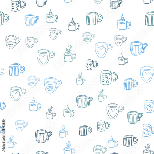 Coffee seamless vector pattern for Cup mug, restaurant or cafe menu design. 