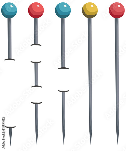 sewing pins isolated on white background vector illustration