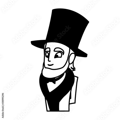 president abraham lincoln on white background