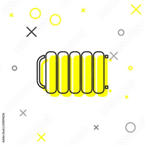Grey line Heating radiator icon isolated on white background. Vector Illustration