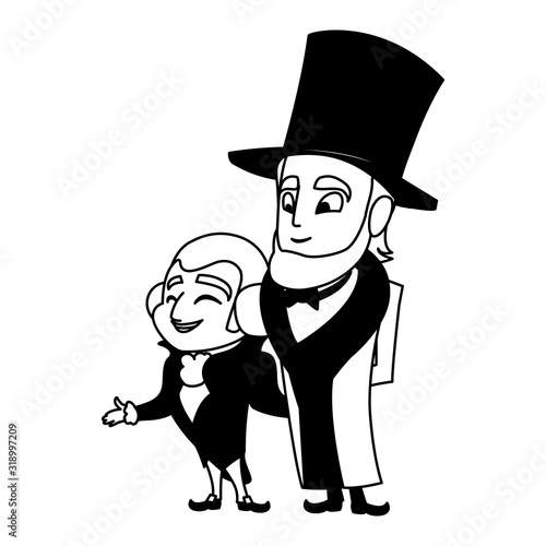 cartoon of presidents george washington and abraham lincoln, president day