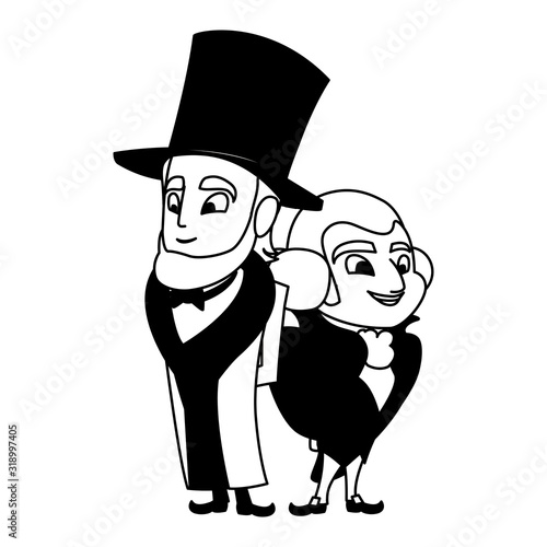 cartoon of presidents george washington and abraham lincoln, president day