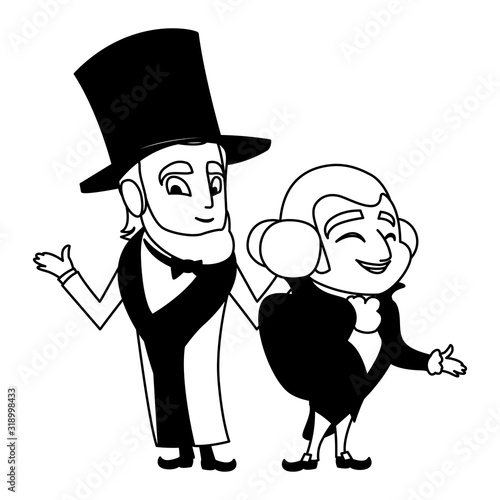 cartoon of presidents george washington and abraham lincoln, president day