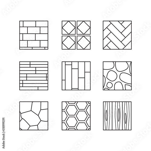 Flooring vector icons set. Editable Strokes.