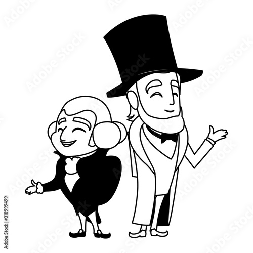 cartoon of presidents george washington and abraham lincoln, president day