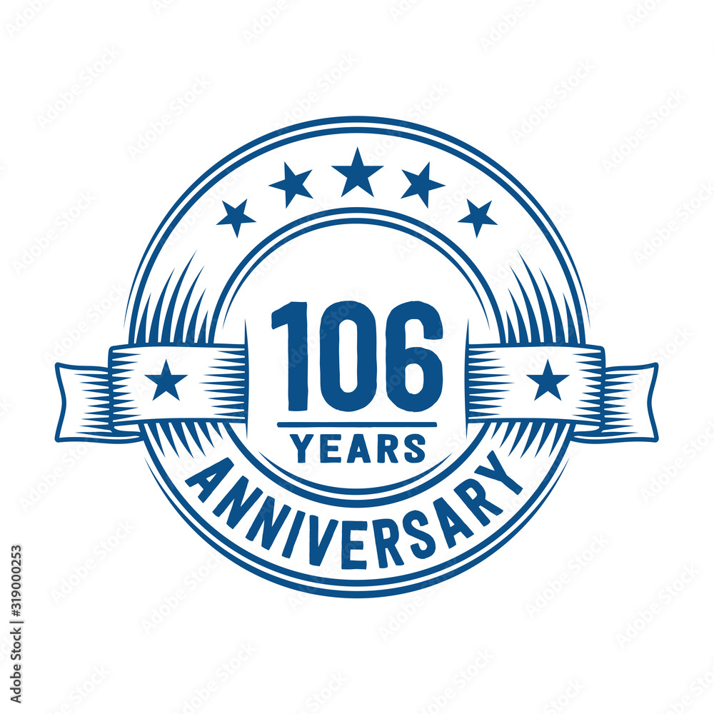 Fototapeta premium 106 years logo design template. 106th anniversary vector and illustration.
