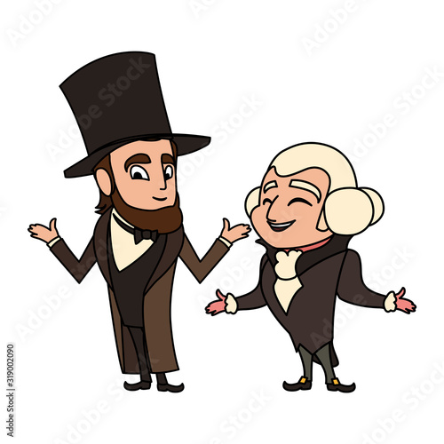 cartoon of presidents george washington and abraham lincoln, president day