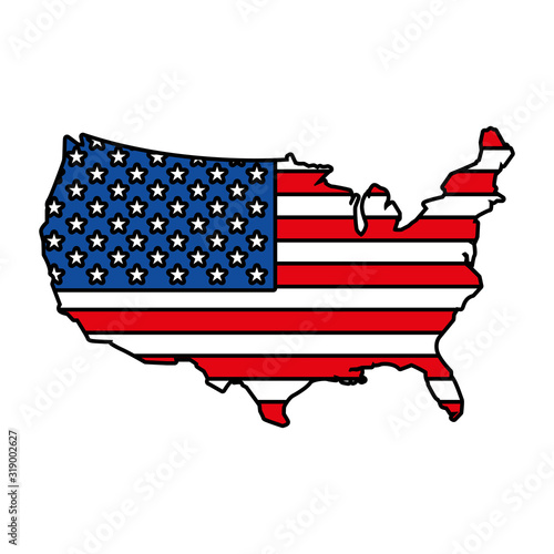 united states map with flag on white background
