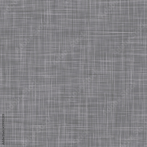 Natural anthracite gray french woven linen texture background. Old raw flax fibre seamless pattern. Organic yarn close up weave fabric wallpaper. Ecru grey fine canvas. Cloth effect all over print