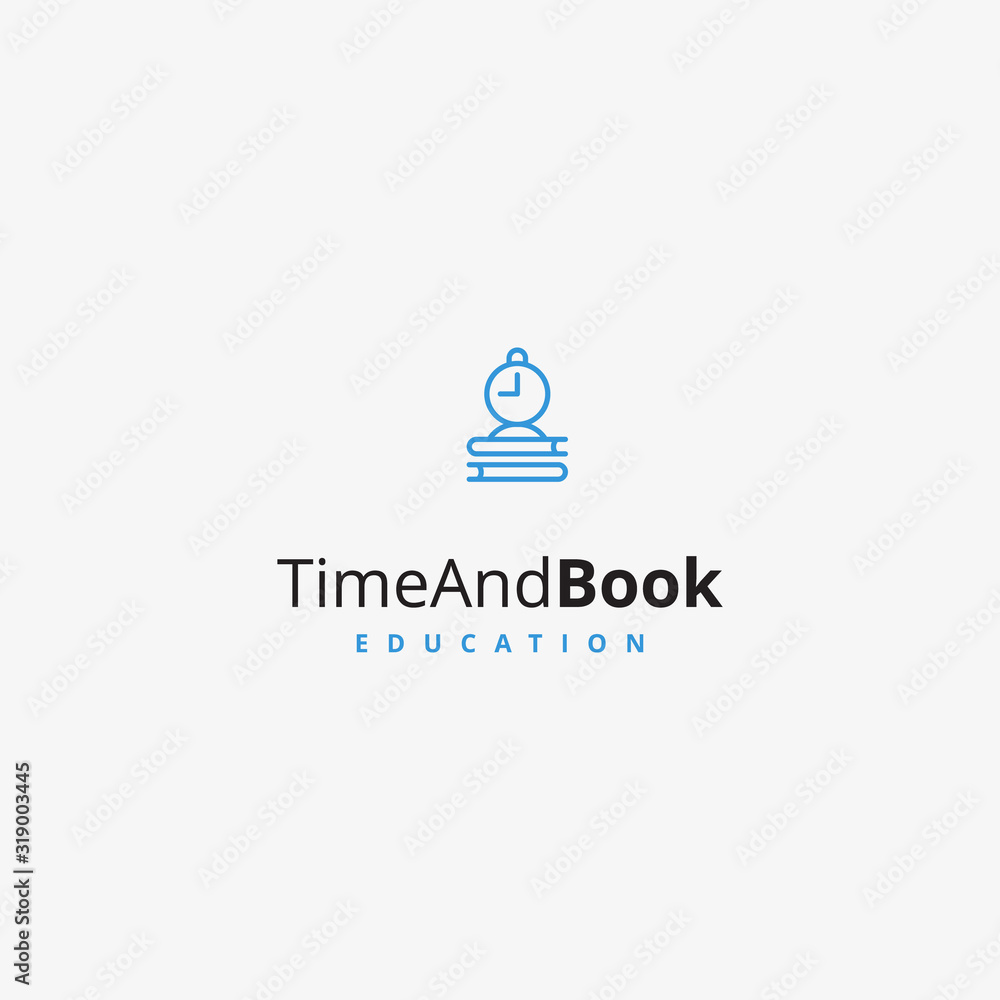 clock and book education logo design inspiration