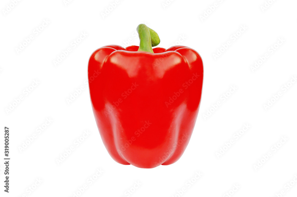 Red sweet paprika pepper top view isolated on white for design packaging Red sweet paprika pepper top view isolated on white for design packaging