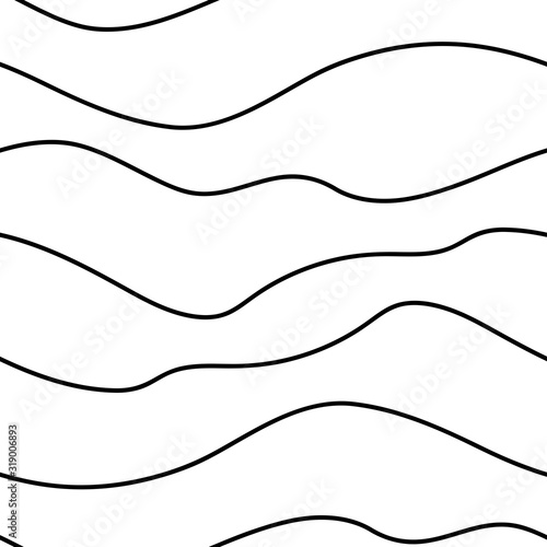 Simple wavy black and white pattern. Striped doodle style pattern. Print for textiles, wrappers, covers. Vector illustration.