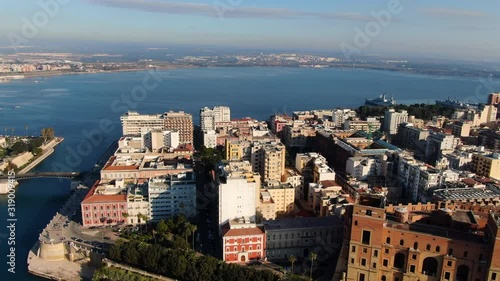 Taranto city and bridge revolvin, aerial view photo