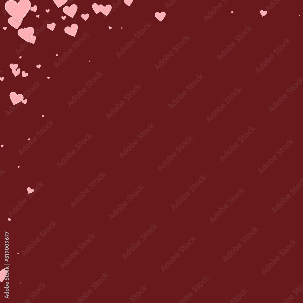 Pink heart love confettis. Valentine's day corner Pink heart love confettis. Valentine's day corner