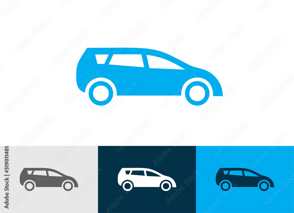 Car icon vector - Automobile silhouette icon
