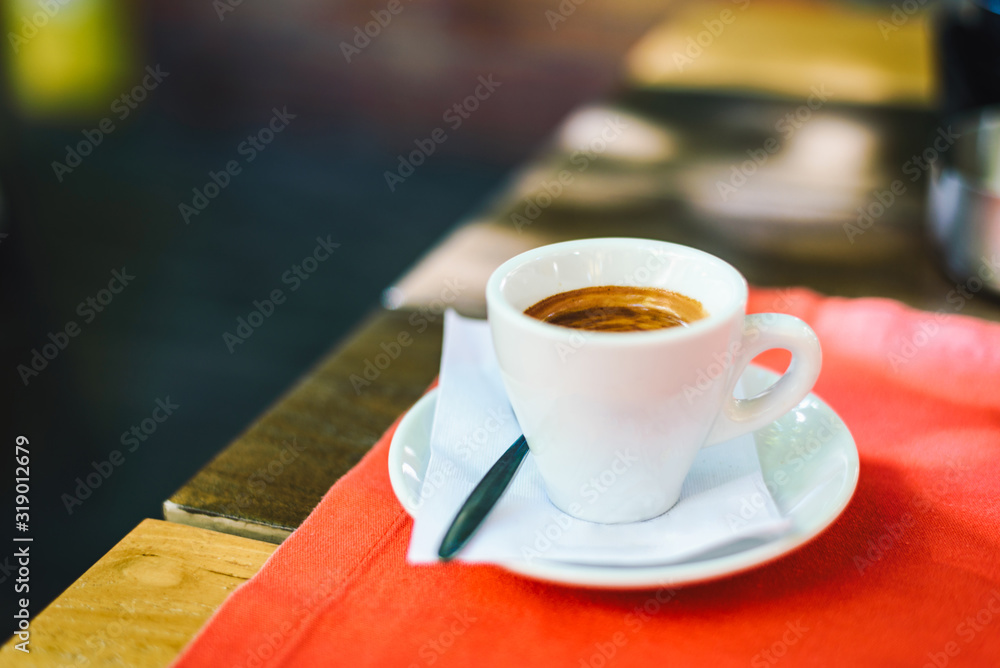 Italian espresso on a cafe table