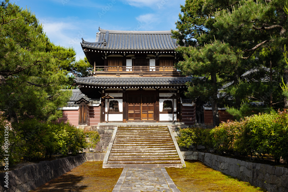 Buddhist temple against sky in city