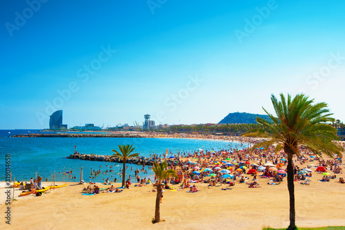 Barcelona beach on sunny summer day