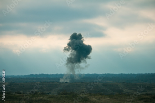Two air force jets bombing targets at military trainings