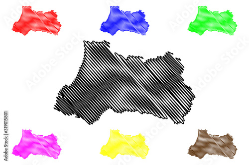 Adjara (Republic of Georgia - country, Administrative divisions of Georgia) map vector illustration, scribble sketch Autonomous Republic of Adjara map....