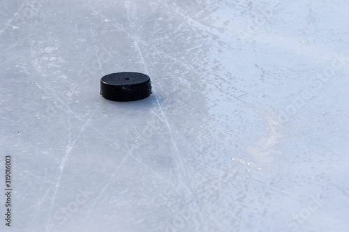 Hockey puck on ice