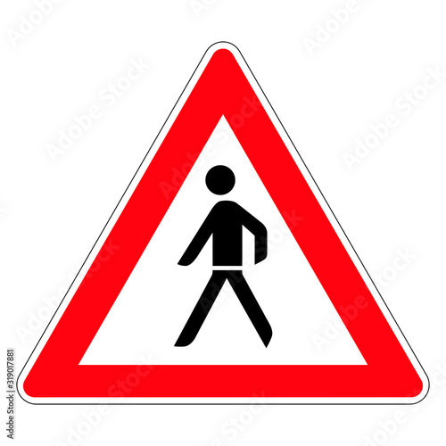 Pedestrian. Road sign of Germany. Europe. Vector graphics.