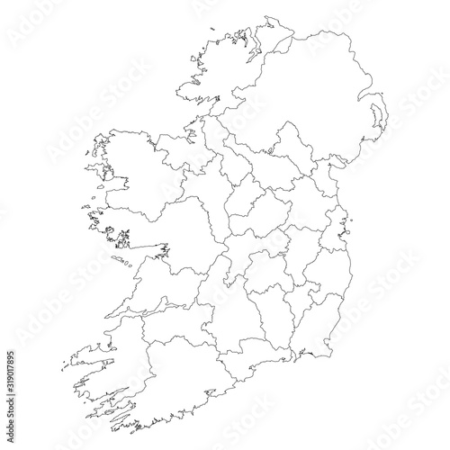 Maps of Ireland vector graphics design. White background. European country. Perfect for backgrounds, backdrop, business concepts, charts, label, sticker, textbooks etc.