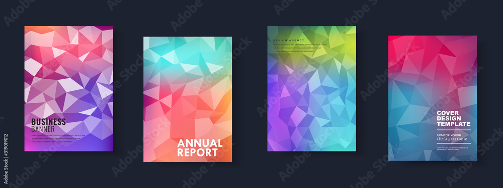 Triangle polygonal abstract background. Colorful gradient design. Low poly shape banner. Illustrations for business presentation, business paper, corporate document cover and layout template design