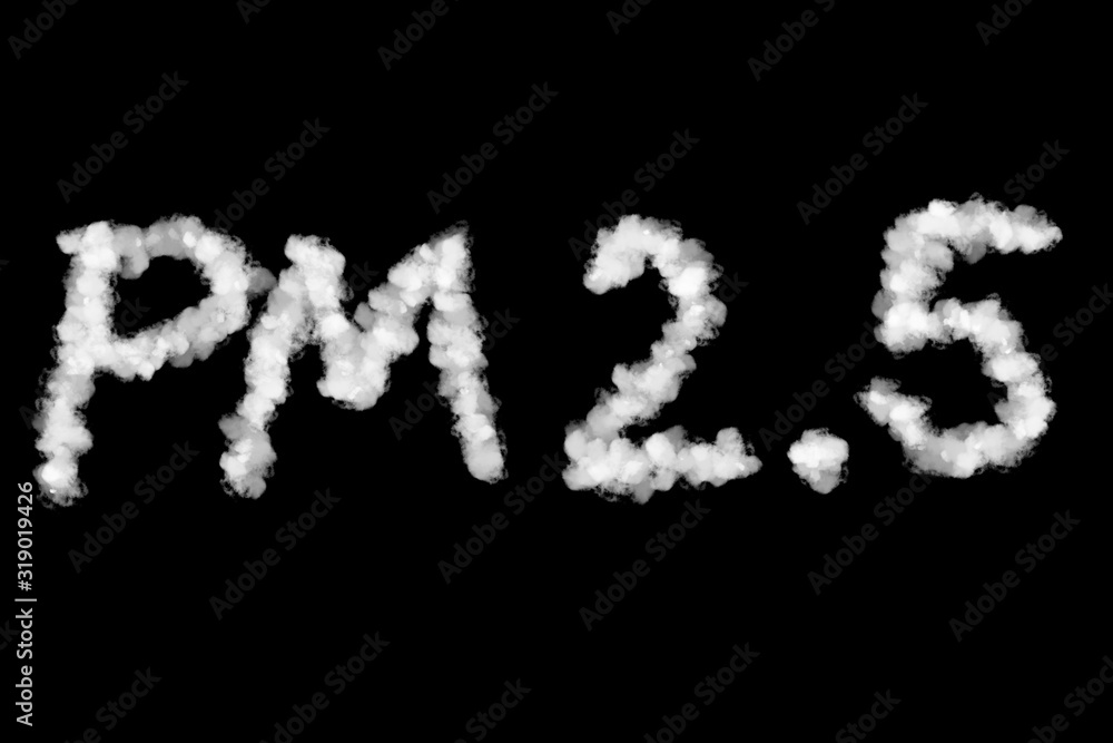 Air pollution concept, PM2.5 Unhealthy air pollution dust smoke icon on black background
