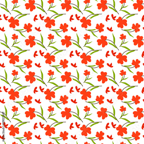 Vector floral seamless pattern. Hand drawn botanical illustration , isolated on white background.Design template for wallpaper,fabric,wrapping,textile