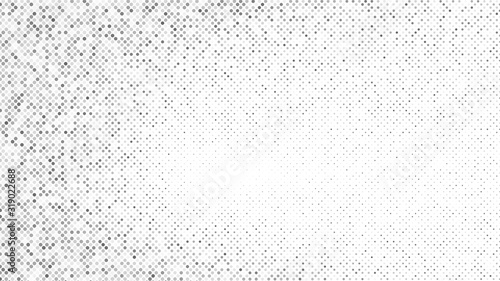 Modern halftone white and grey background. Design decoration concept for web layout, poster, banner. Vector light abstract technology halftone background. Abstract geometric backdrop with polka dots.