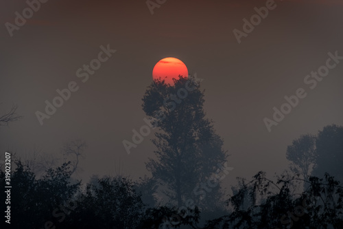 Sunset in village 