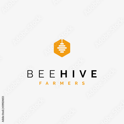 bee hive and honey logo design inspiration