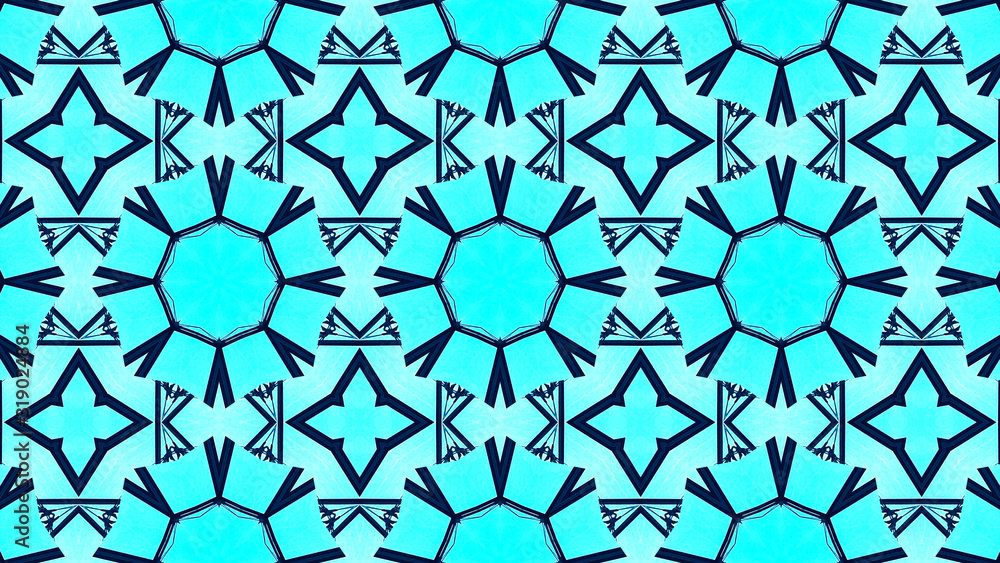 Fototapeta premium Elegant star-shaped mandala Art with a beautiful kaleidoscopic pattern and many small colorful details. 