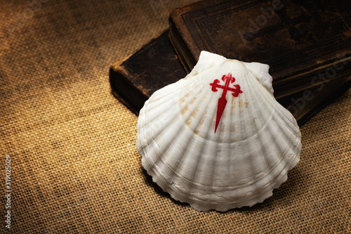 Fotografi Symbol of the pilgrimage journey to Santiago de Compostela