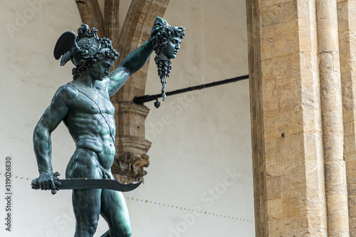 Statue of perseus with head in hand. Florence. Italy.