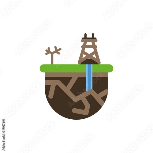 Isolated oil tower and tree vector design