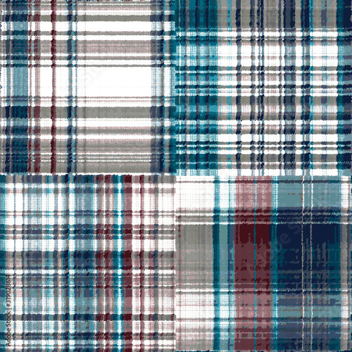 Stripe check crossed faded plaid tartan tablecloth weave graphical design. Seamless repeat vector eps 10 pattern swatch.