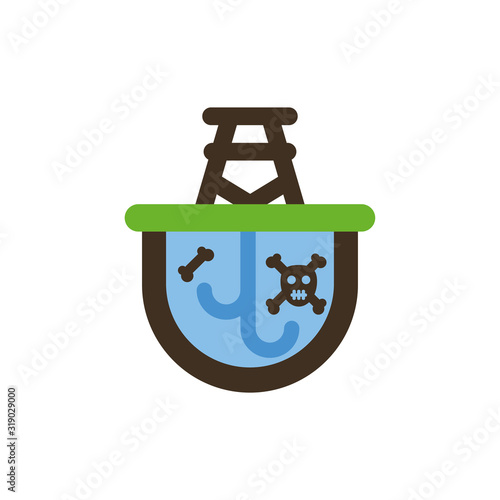 Isolated oil tower over water vector design