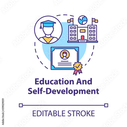 Education and self-development concept icon. Improvement opportunity. Motivation. Academic studies idea thin line illustration. Vector isolated outline RGB color drawing. Editable stroke
