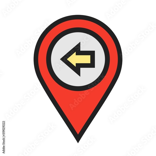 Free Download Move left arrow Location Icon on white background to use in web application interface. It can also be used for travel and tourism industry. - GFXLoad
