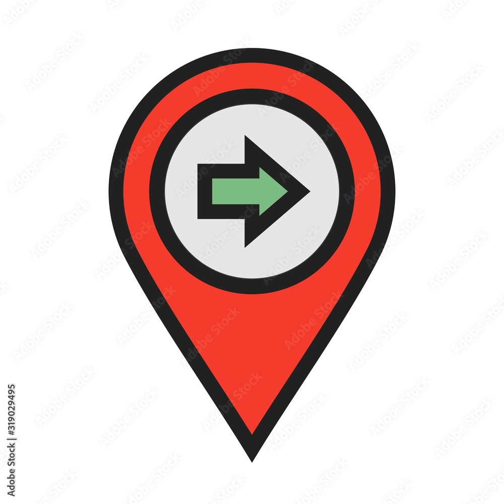Move right arrow Location Icon on white background to use in web application interface. It can also be used for travel and tourism industry. Move right arrow Location Icon on white background to use in web application interface. It can also be used for travel and tourism industry.